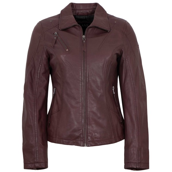 Jilani Collection - Damen Lederjacke Lammnappa bordeaux-14366