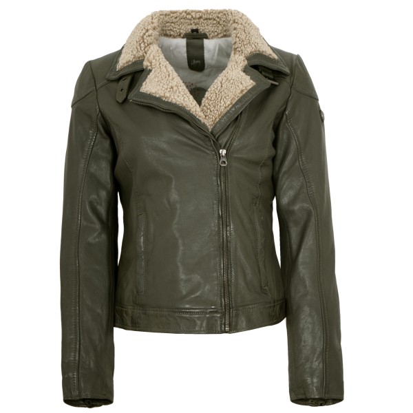 Gipsy - Damen Lederjacke Lammnappa Fell olive-14286