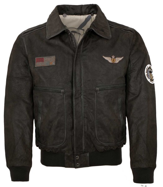 Maddox - Herren Lederjacke Fliegerjacke echtes Leder dunkelbraun-12661-2