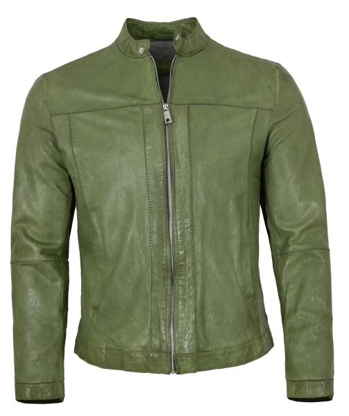 Milestone - Herren Lederjacke Lammnappa grün-14031