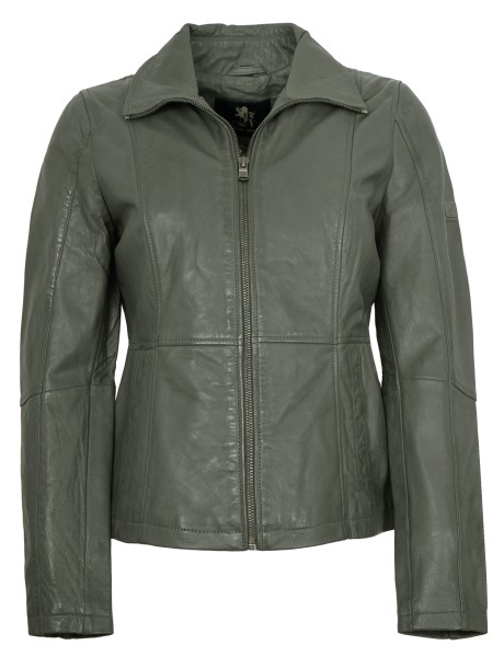 OTTO KERN - Damen Lederjacke Lammnappa grau-olive-14132