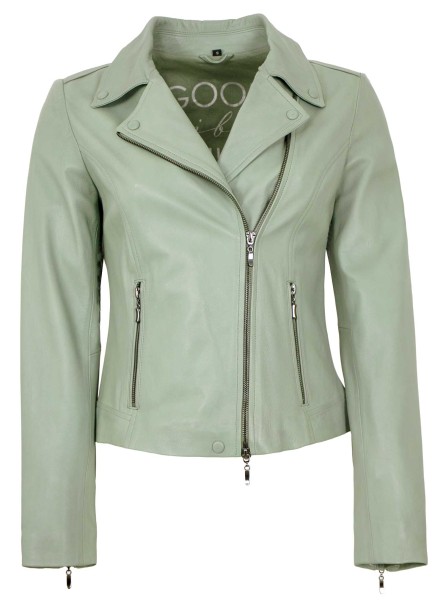 Freaky Nation - Damen Lederjacke Lammnappa jade grün-14190