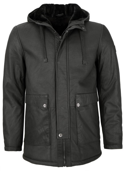 Redpoint - Herren Lederjacke Lammnubuk schwarz antik-13245