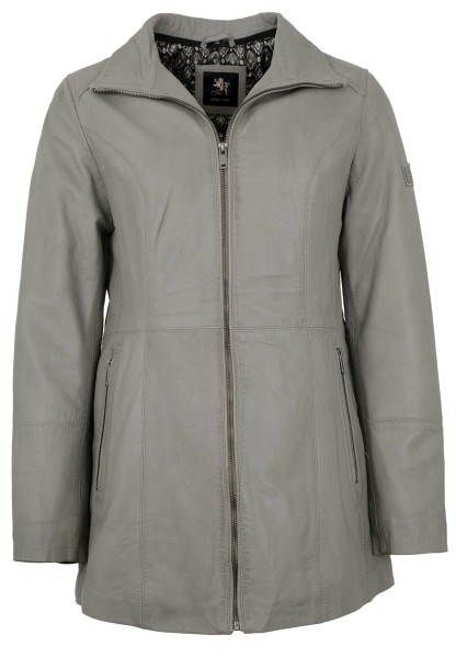 OTTO KERN - Damen Ledermantel Longjacke Lammnappa grau-14153-2