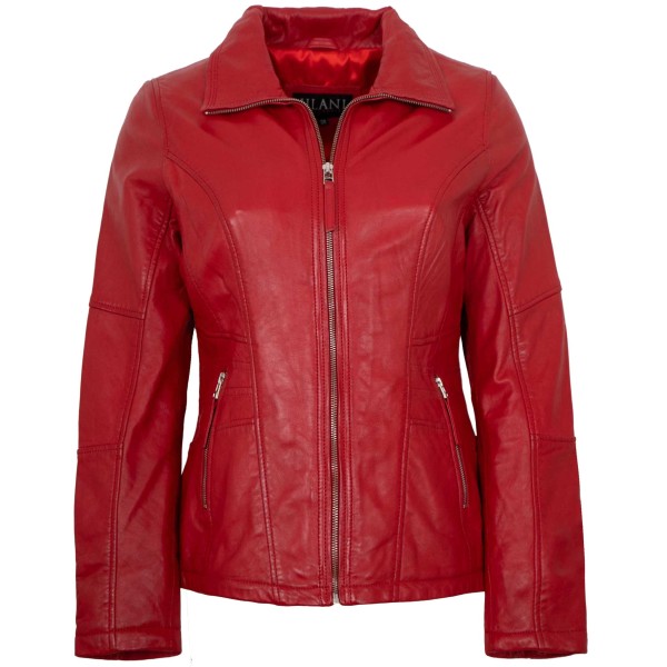 Jilani Collection - Damen Lederjacke Lammnappa rot-14470-1