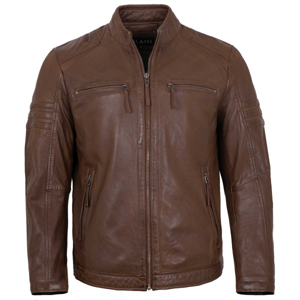 Jilani - Herren Lederjacke Lammnappa dark cognac-14502