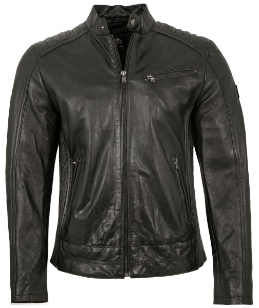 OTTO KERN - Herren Lederjacke Bikerjacke Lammnappa schwarz-13830