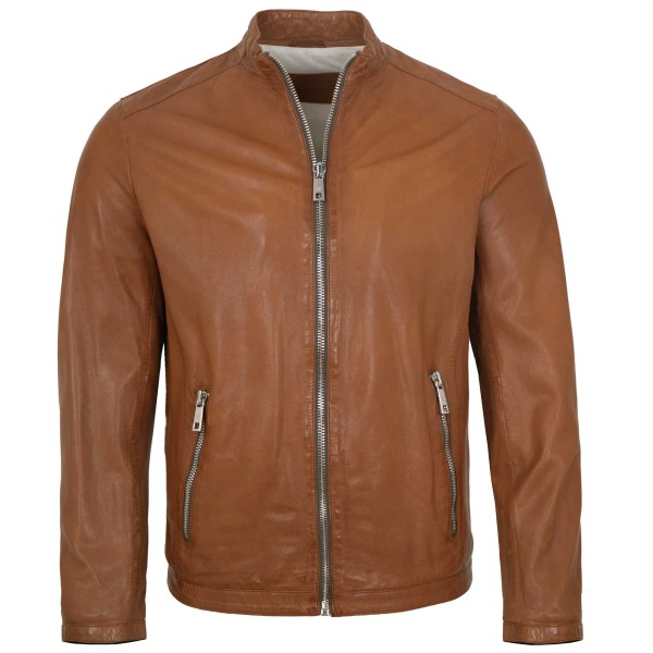 Milestone - Herren Lederjacke Lammnappa cognac-14420