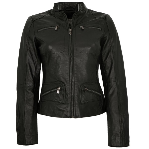 7eleven - Damen Lederjacke Lammnappa schwarz-14272