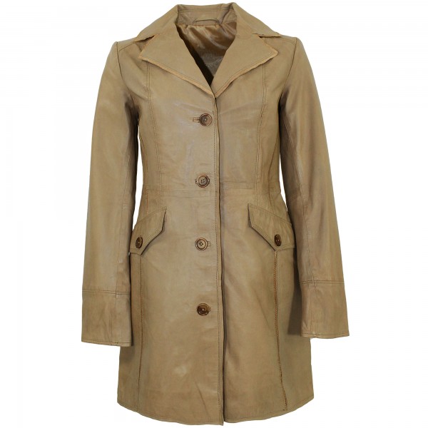 Maddox - Damen Ledermantel Mantel Lammnappa hellbraun-cognac - 12331