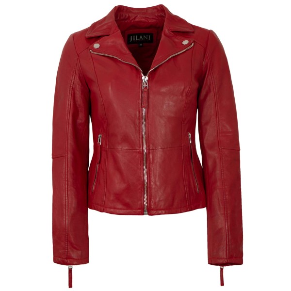 Jilani - Damen Lederjacke Lammnappa salsa rot-14221