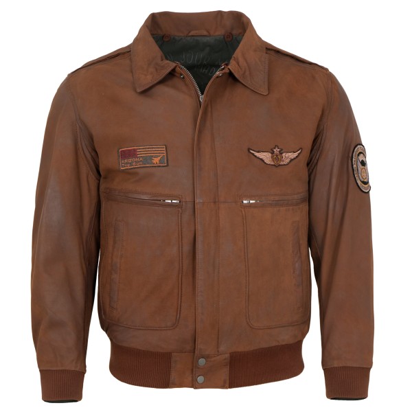 Maddox - Herren Lederjacke Fliegerjacke Lammnubuk cognac-12662-2