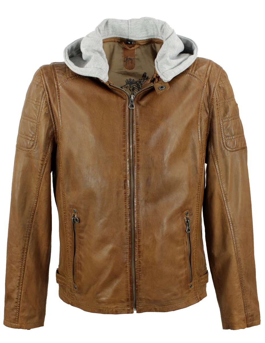 lederjacke mit lederkapuze