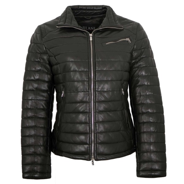 Jilani Collection - Damen Lederjacke Steppjacke Lammnappa schwarz-14392