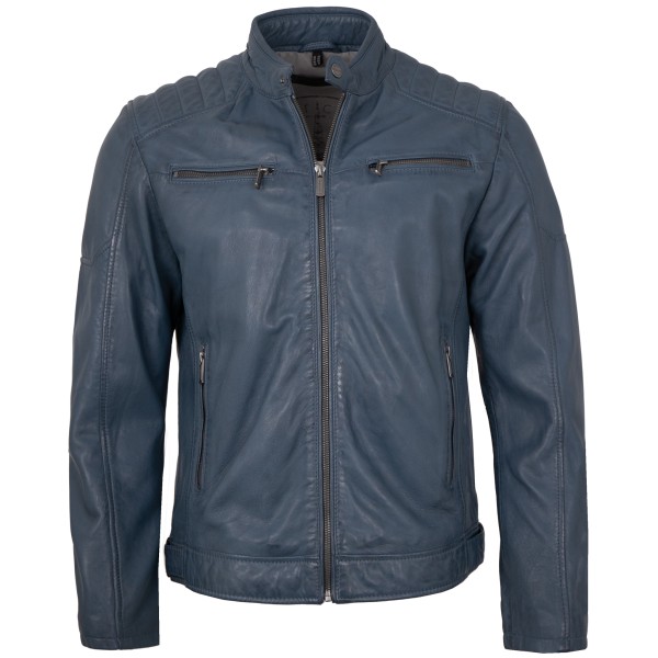 Deercraft - Herren Lederjacke Lammnappa blau-14233