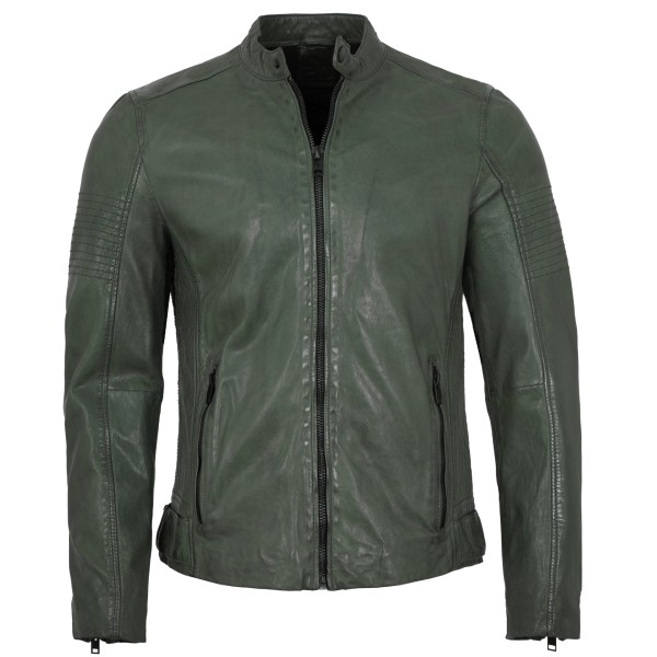 2.0 by Mauritius - Herren Lederjacke Lammnappa dark sage-14257
