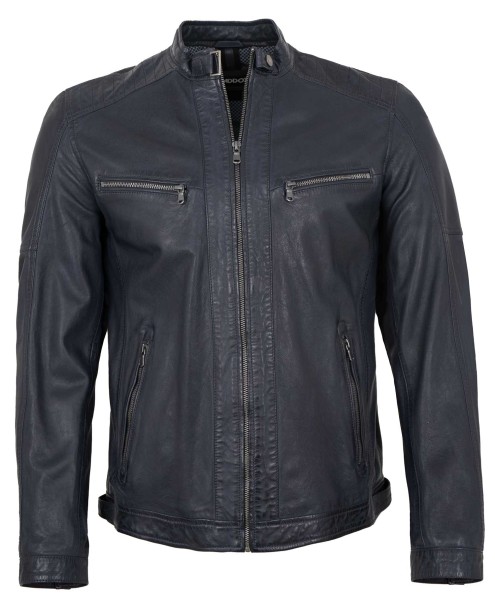 MADDOX - Herren Lederjacke Lammnappa navy-14014