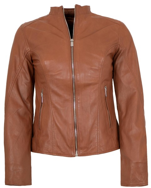 Jilani - Damen Lederjacke Lammnappa cognac-13774