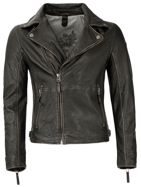 Gipsy - Herren Lederjacke Bikerjacke Lammnappa schwarz antik bio-13071