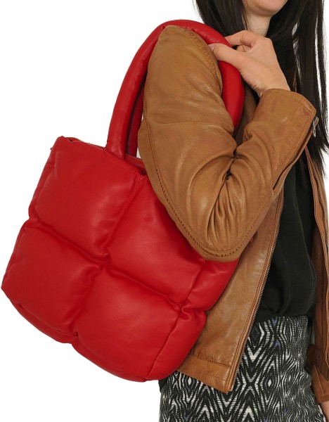 Damen Lederhandtasche Tragetasche Lammnappa rot-13865-A