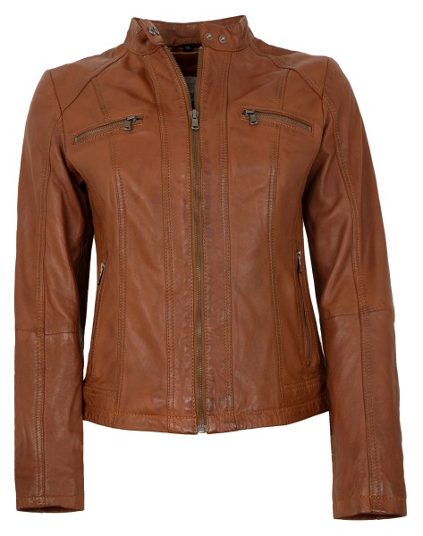 7eleven - Damen Lederjacke Lammnappa tobacco-13933