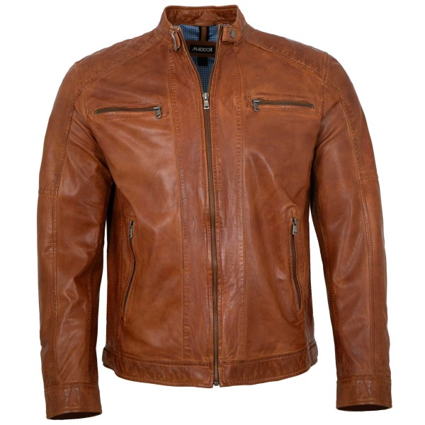 MADDOX - Herren Lederjacke Lammnappa cognac-14484