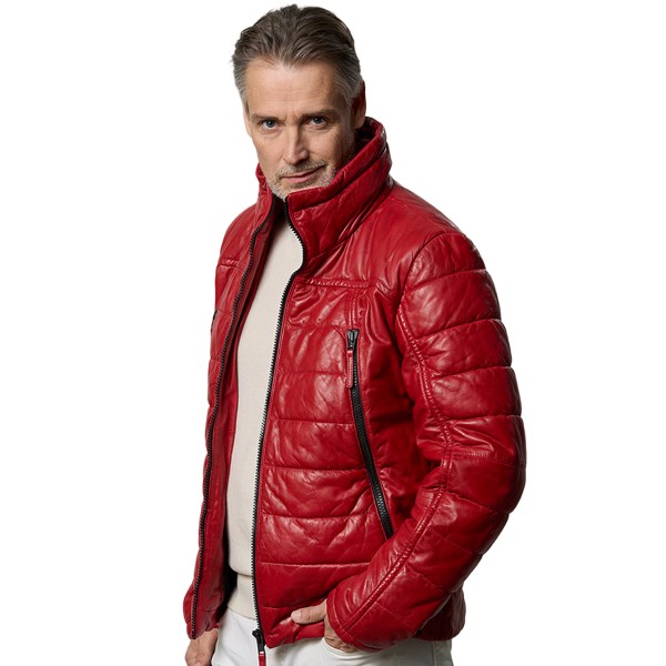 Jilani - Herren Lederjacke Steppjacke Lammnappa rot-14333