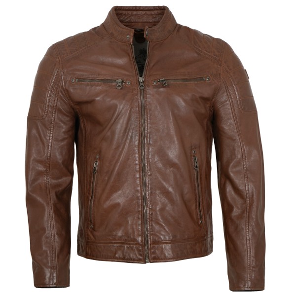 Gipsy - Herren Lederjacke Bikerjacke Lammnappa cognac-14310