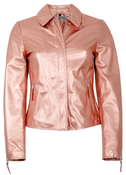 Freaky Nation - Damen Lederjacke Lammnappa altrosa metallic-14183