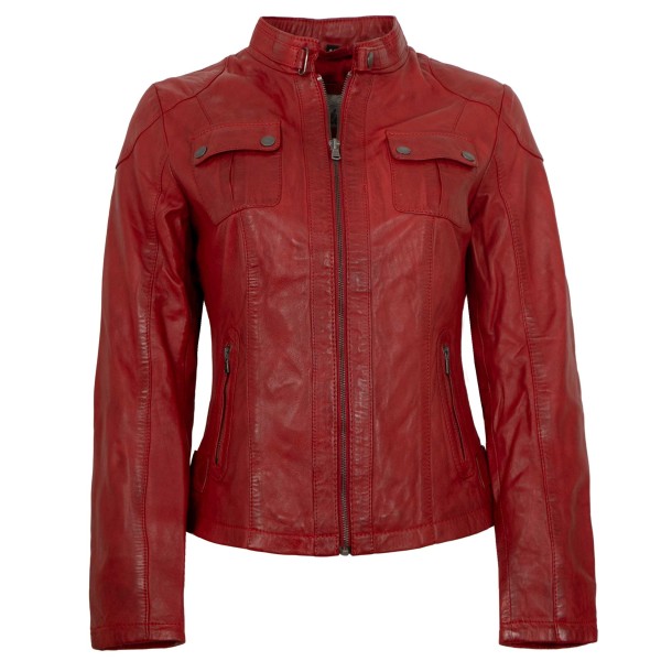 7eleven - Damen Lederjacke Lammnappa rot-14462-1