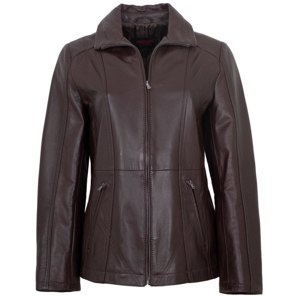 MADDOX - Damen Lederjacke Lammnappa bordo-14439