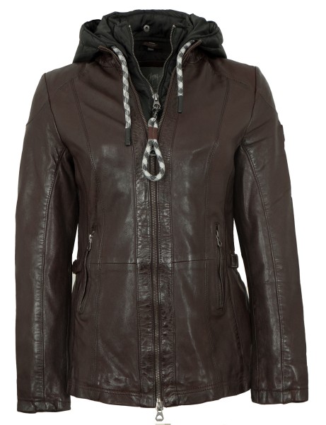 Gipsy by Mauritius - Damen Lederjacke Kapuze Lammnappa kastanie-13906