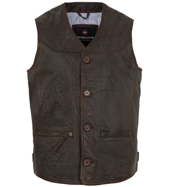 Redpoint - Herren Lederweste Weste Lammnubuk dunkelbraun-9195
