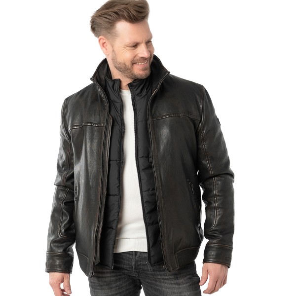 Mauritius - Herren Lederjacke Lammnappa schwarz antik