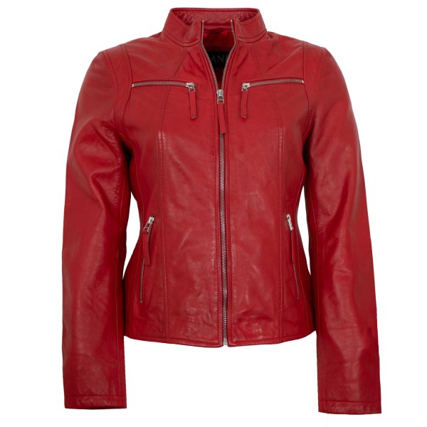 Jilani Collection - Damen Lederjacke Lammnappa rot-14473-1