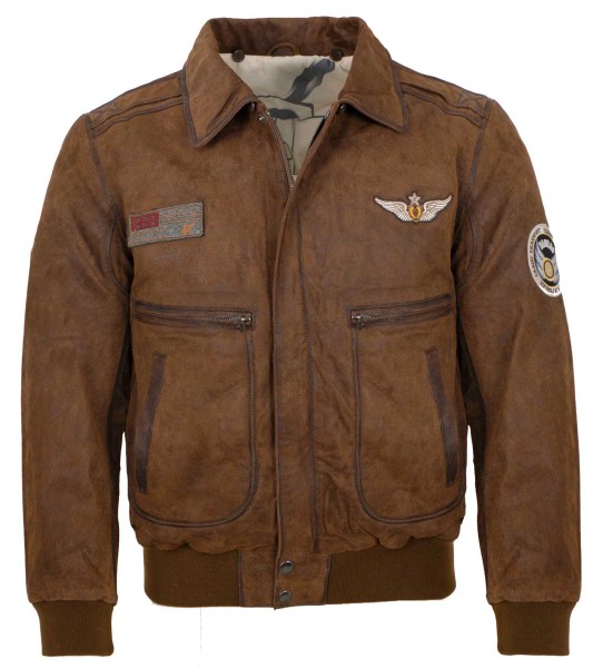Maddox - Herren Lederjacke Fliegerjacke echtes Leder cognac-12662-2