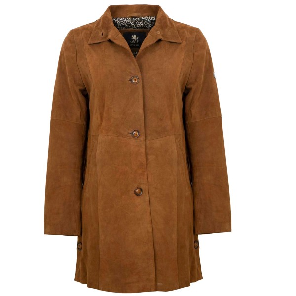 OTTO KERN - Damen Ledermantel Velourleder Wildleder braun-14454