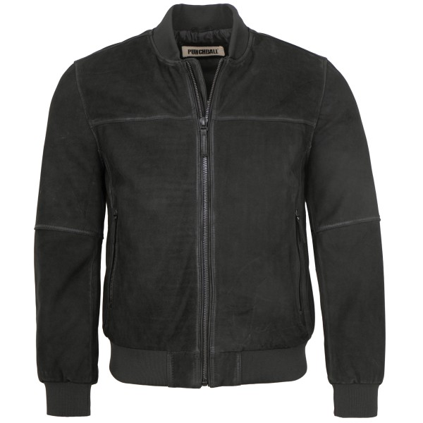 Punchball - Herren Lederjacke Blosuon Rindsnubuk schwarz-14261