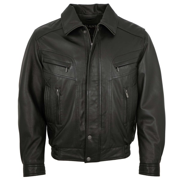 Jilani Collection - Herren Lederjacke Blouson Lammnappa schwarz-14415