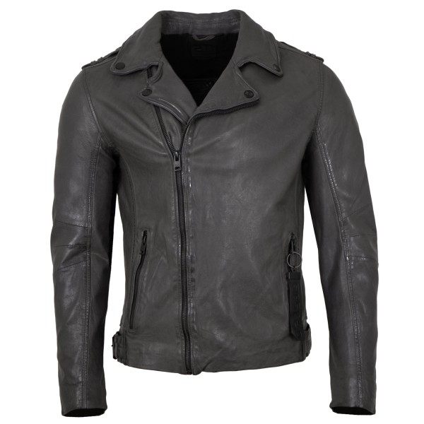 Mauritius - Herren Lederjacke Bikerjacke Lammnappa grau-14234
