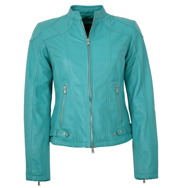 Jilani - Damen Lederjacke Lammnappa mermaid türkisblau-14218