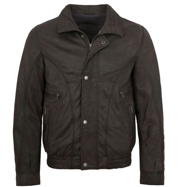 MADDOX - Herren Lederjacke Blouson Lammnubuk dunkelbraun antik-12324