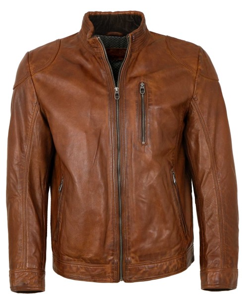 Milestone - Herren Lederjacke Lammnappa cognac-13891