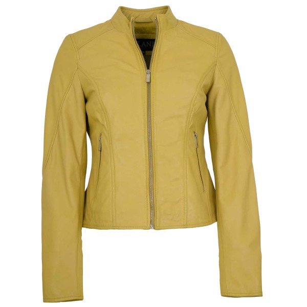 Jilani - Damen Lederjacke Lammnappa lemon-14347