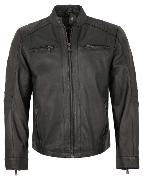 Capitano - Herren Lederjacke Bikerjacke Lammnappa schwarz-13940