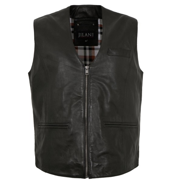 Jilani Collection - Herren Lederweste Lammnappa schwarz-14426