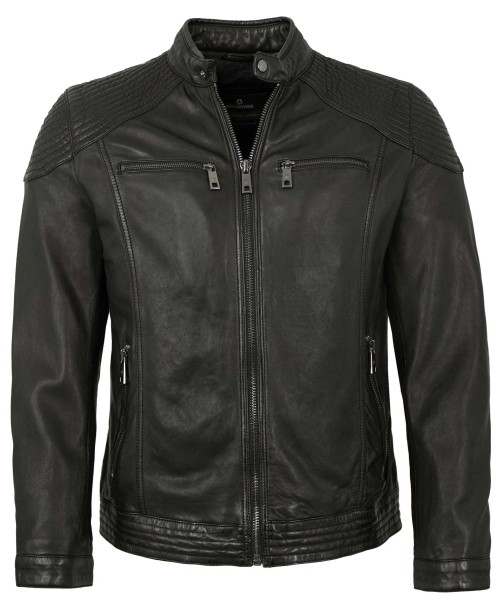 Milestone - Herren Lederjacke Lammnappa schwarz-13874