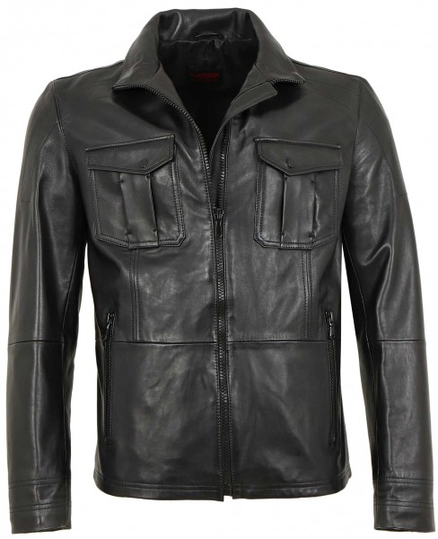 MADDOX - Herren Lederjacke Lammnappa schwarz-12605