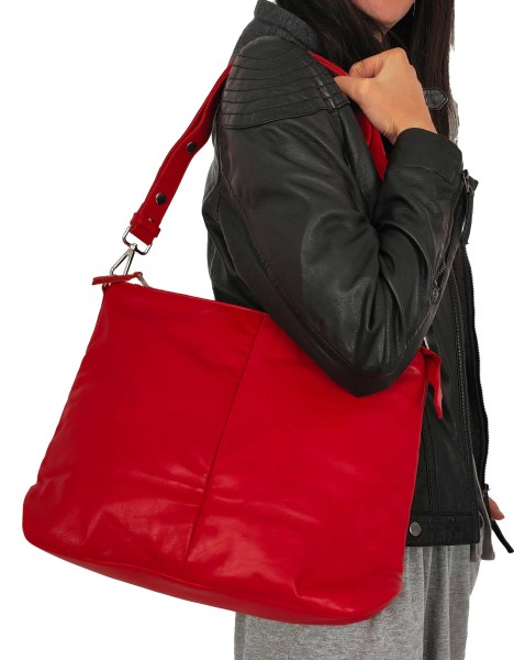 Damen Lederhandtasche Tragetasche Lammnappa rot-13851-A