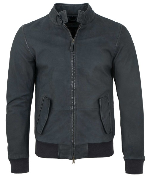 Freaky Nation - Herren Lederjacke Blouson Lammnubuk navy-14186